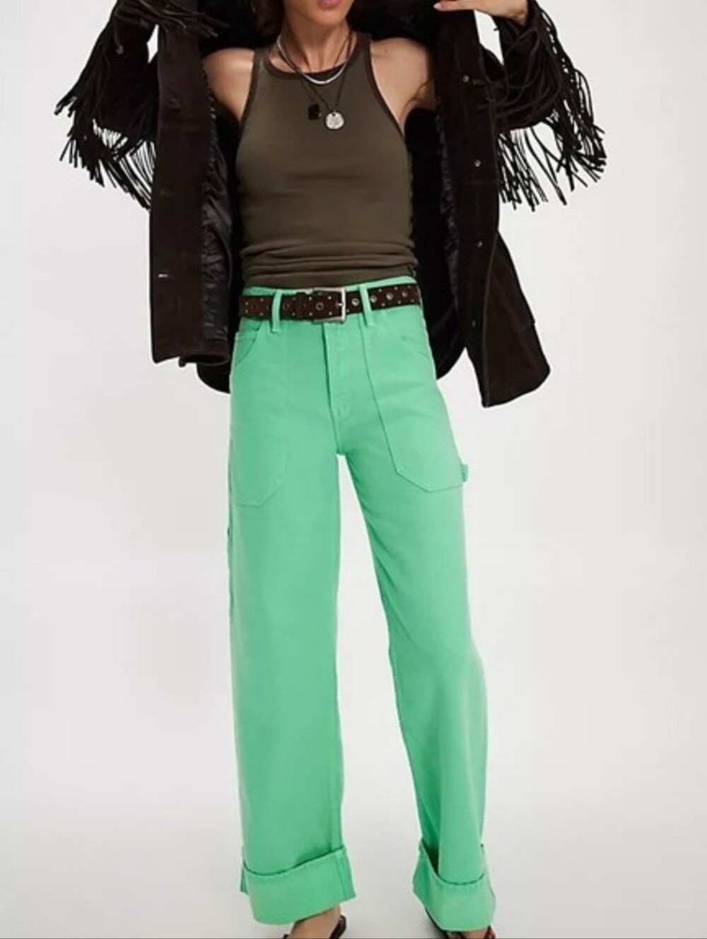 Mother Snacks Green Carpenter Jeans